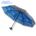 Céu azul com Fleecy Nuvens de Viagem Mini 3 Dobras Manual Aberto Pequeno Bolso Dobrável de Alta Qualidade Unbrella Com Difícil Guarda-chuva caso